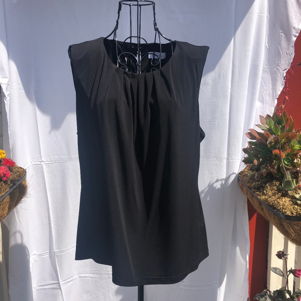 Calvin Klein Pleated-Neck Sleeveless Top